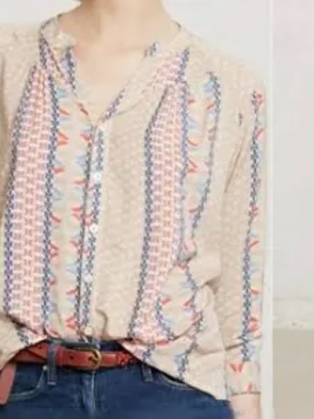 Anthropologie Maeve “Sunset District” Southwest Geometric Print Blouse